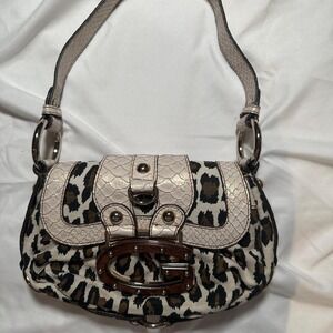 rare leopard print guess shoulder bag